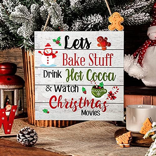 Blulu Christmas Wooden Hanging Sign Winter Coffee Bar Wall Decor, Classic - Image 3