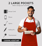 Syntus 12 Pack Bib Apron, Unisex Aprons Adjustable Waterdrop Resistant - Image 4