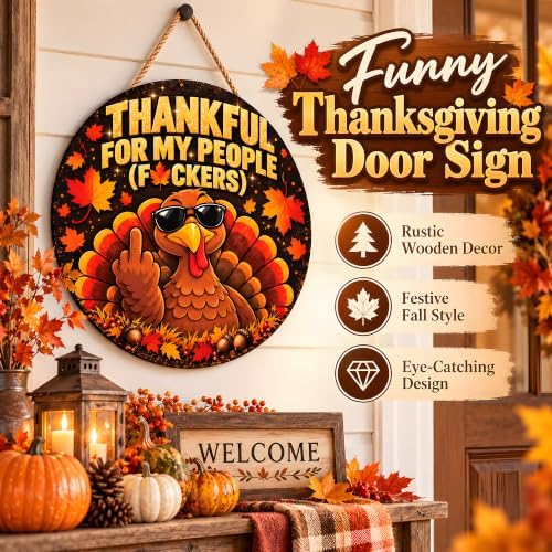 Thanksgiving Decorations - Funny Thanksgiving Turkey Wooden Sign - Image 5