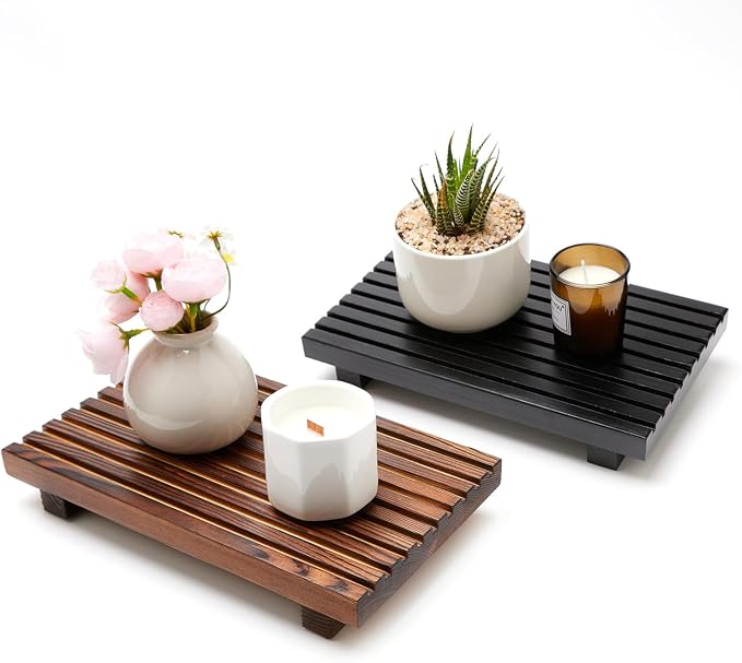Farmhouse Bathroom Counter Organizer Wooden Display Pedesta Stand Small Kitchen - Image 7