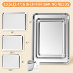 Baking Sheet Set of 3, Stainless Steel Cookie Sheets Baking Sheet Pan, - Image 2