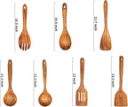 Wooden Spoons for Cooking, Wooden Utensils for Cooking 7 Pcs Wooden Cooking - Image 2
