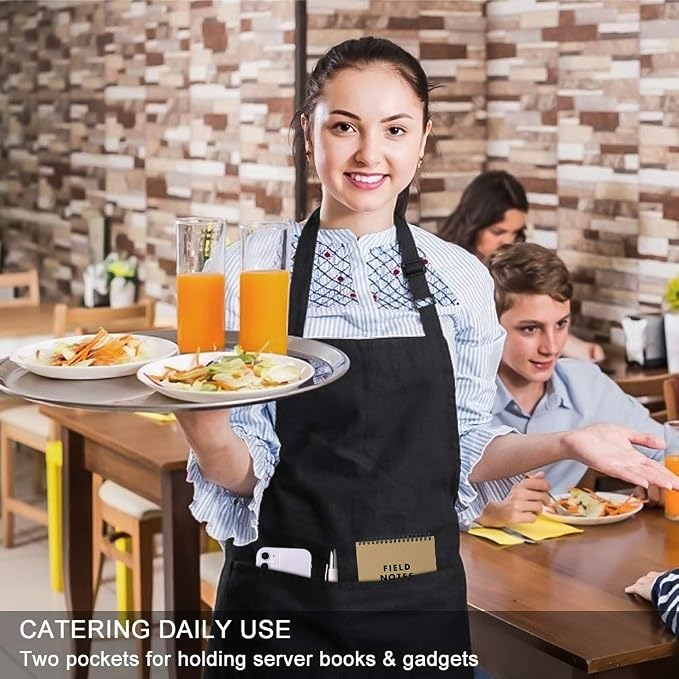 Jubatus 1 Pack Bib Aprons with 2 Pockets Cooking Chef Kitchen Apron - Image 5