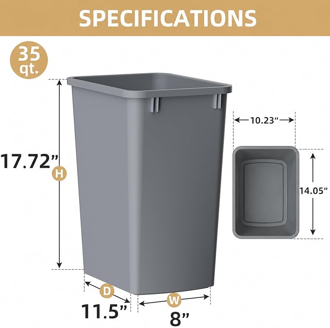 ROOMTEC Lightweight and Durable Slim Trash Can, Wastebaskets - Image 3