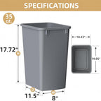 ROOMTEC Lightweight and Durable Slim Trash Can, Wastebaskets - Image 3