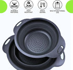 Black Silicone Collapsible Colanders - Image 3