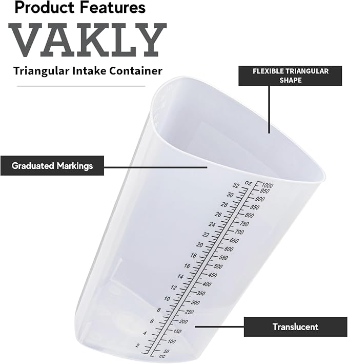 Vakly Graduated Intake Output Container 32 oz – Plastic Triangular Measuring - Image 2