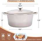 E-far 6 Quart Enameled Cast Iron Dutch Oven, Round Dutch Oven Pot - Image 2