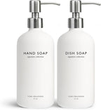 Vine Creations White Glass Soap Dispenser Set, Dish Soap and Hand Soap by VineCreations