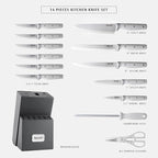 hecef Kitchen Knife Block Set, 14 Pieces Knife Set - Image 2