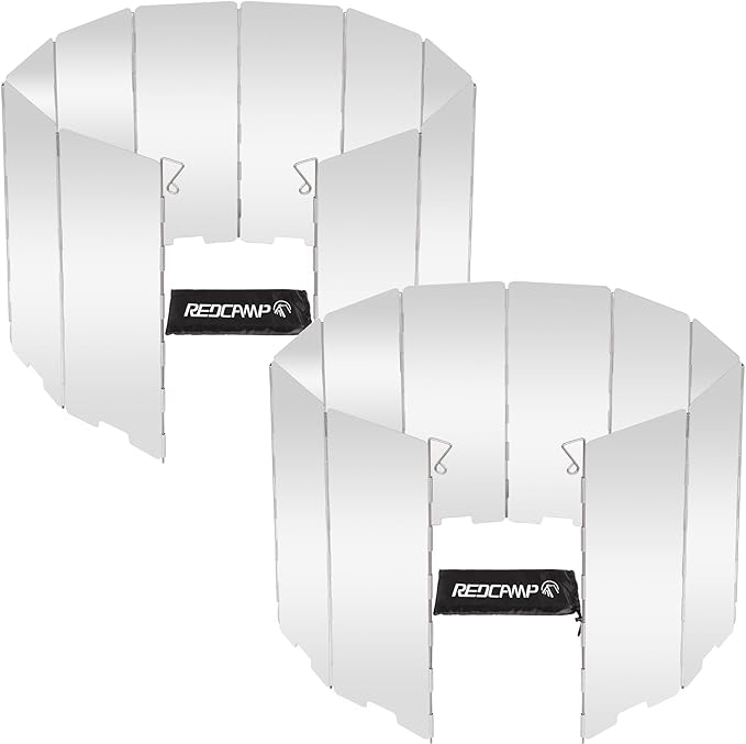 REDCAMP 2pcs Folding Outdoor Stove Windscreen, 10 Plates Aluminum Camping Stove by REDCAMP