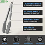 Tongs for Cooking, 600ºF High Heat-Resistant Stainless Steel Kitchen Tongs - Image 3