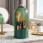 Makeup Brush Holder with Lid 360° Rotating 3-Compartment Makeup Organizers by Unknown