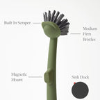 Earth & Mango Magnetic Dish Brush & Scraper, Snaps to Sink, Non-Scratch - Image 3