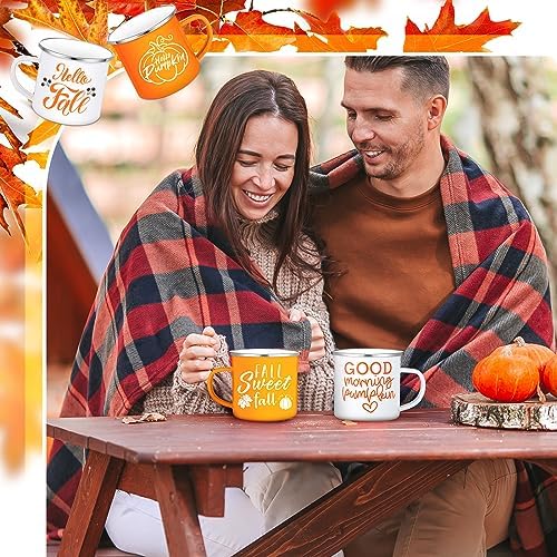 Mumufy 9 Pcs Fall Coffee Mugs, 12 oz, Thanksgiving Enamel Mugs with Handle - Image 6