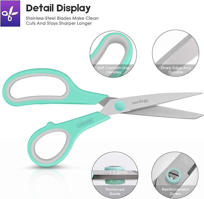 iBayam 8 '' Multipurpose Heavy Duty Scissors Bulk 24-Pack, 2.5mm Thickness - Image 3