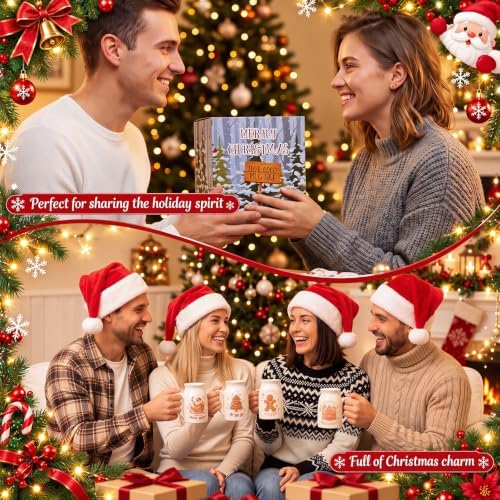 Hushee Christmas Mugs Set of 4 with Gift Box, 13.5 oz, Gingerbread Man - Image 4