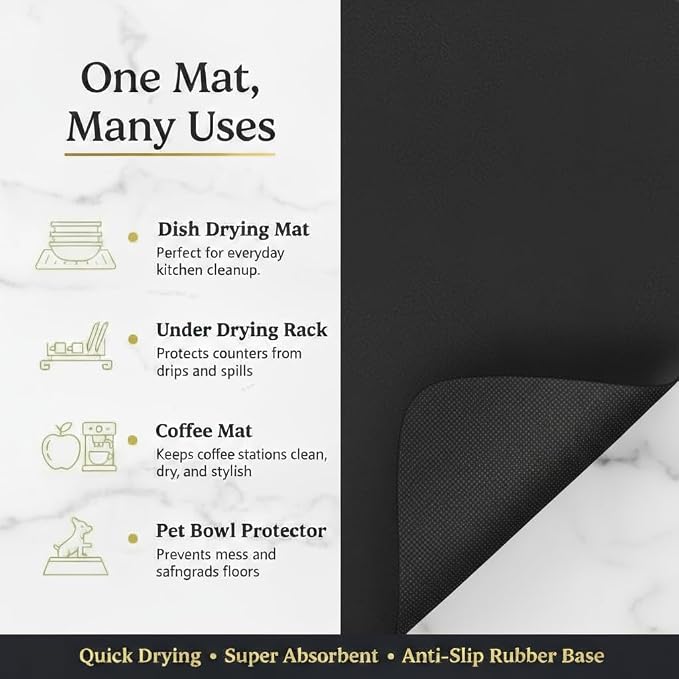 Dish Drying Mat Super Absorbent – 24" x 16" Coffee Mat - Image 3