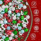 Edible Christmas Sprinkles for Cake Decorating,Winter White Blue Snowflake - Image 3