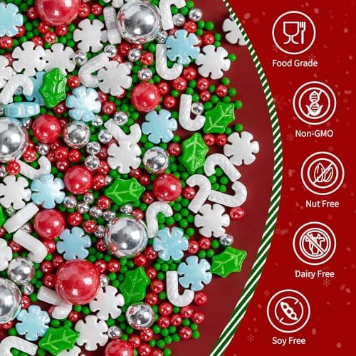 Edible Christmas Sprinkles for Cake Decorating,Winter White Blue Snowflake - Image 3