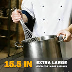 18/10 Stainless Steel Large Whisk, 15.5 inch Heavy Duty Long Whisk Suitable - Image 2