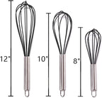 Silicone Whisk set of 3, 8+10+12in Kitchen Balloon Wire Whisks, Hand Egg Mixer - Image 2