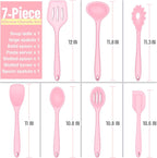 E-far Silicone Cooking Utensils Set, 7-Piece Pink Heat Resistant Kitchen - Image 2
