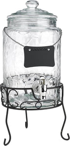 2 PACK 1.5 Gallon Drink dispenser, Classic Hammered Glass Beverage Dispenser - Image 8