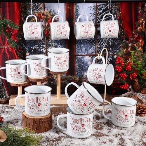 Christmas Enamel Mug Set of 12, 12 oz North Pole Hot Chocolate Mug Christmas Coffee Mugs Funny Novelty Holiday Mugs Stocking Stuffer Gift for Kids Women Friends Coworkers Family - Image 4