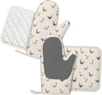 Oven Mitts and Pot Holders Set, Chicken Pattern Silicone Kitchen Accessories 4 - Image 2
