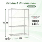 BestOffice 4-Tier Wire Shelving Unit, 1000 LBS Heavy Duty Metal Storage Shelves - Image 3