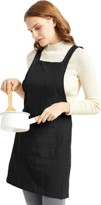 ELEZAY Aprons for Women with Pockets Plus Size Comfort Cross Back No Tie Cotton - Image 3