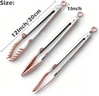 Tongs for Cooking, Food Grade Serving Tongs Set of 3 - Image 4