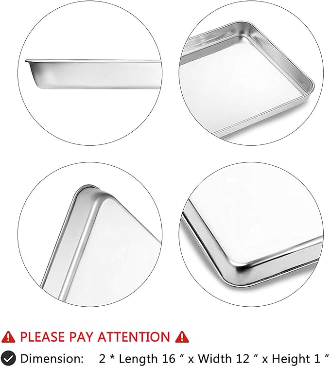 Baking Sheets Set of 2, Bastwe 16 inch Cookie Sheets & Stainless Steel Baking - Image 3