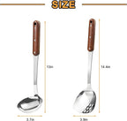 FJNATINH Stainless Steel Wok Spatula and Ladle Tool, Mirror Polished Cooking - Image 3