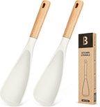 Cooking Spoon for Nonstick Cookwares, Wood Handle Spoon for Mixing, and Scrape by BADIANO