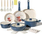23Pcs Ceramic Cookware Set Non Stick Pots and Pans Set Non Toxic by COICUR