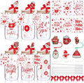 Vesici 6 Set Christmas Glasses Cups 16 oz Xmas Drink Cup with Lid Straw and Stopper Can Shaped Beer Tumbler Xmas Appreciation Gifts with Cards and Bow for Women Birthday Party Favor(Classic Christmas) by Vesici