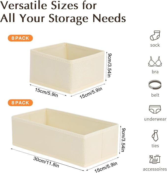 DIMJ Drawer Organizers Clothes, Fabric Closet Organizers and Storage, Shallow - Image 2