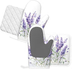 Oven Mitts and Pot Holders Lavender Watercolor Flower Floral Silicone Kitchen - Image 2