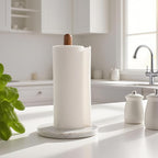 Acacia Wood & Marble Paper Towel Holder – Freestanding Paper Towel Holder - Image 2