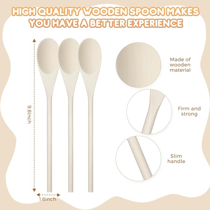 Eaasty 50 Pcs 9.8 Inch Wooden Spoons Bulk - Image 2