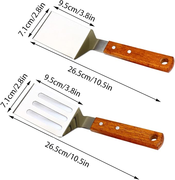 KLAQQED 2 PCS Metal Spatula for Cast Iron Skillet, Stainless Steel Grill - Image 5