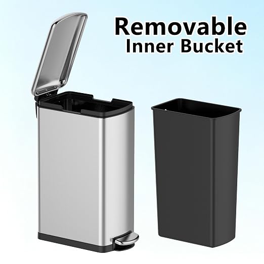 Garvee Slim Kitchen Trash Can 8 Gal, Skinny Stainless Steel Garbage Can - Image 3