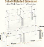 YUNEASELF Clear Cabinet Organizer: Acrylic Shelf Riser Set of 4 - Image 3