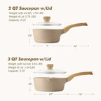 SENSARTE 2.0 & 3.0 Quart Ceramic Sauce Pan Sets - Image 6