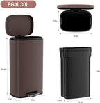 Arlopu 8 Gallon Step Trash Can, Stainless Steel Garbage Bin, Soft-Close Rubbish - Image 2