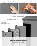 Lovewind Double Trash Can Kitchen, 13+5.5 Gallon Stainless Steel Dual Trash and - Image 3
