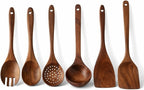 Teak Wood Kitchen Utensils Set – 6 Piece, Sustainable Teak Cooking Utensils by Unknown