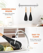 Cooking Spoon for Nonstick Cookwares, Wood Handle Spoon for Mixing, and Scrape - Image 7
